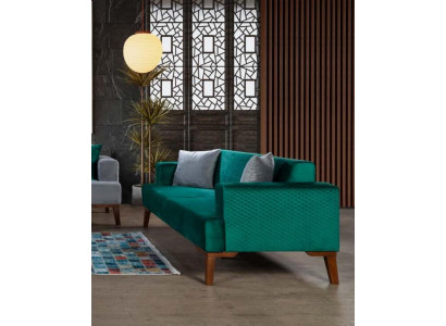 Elegante Turkis Couch Dreisitzer Sofa Wohnzimmer Sitzmöbel Samt
