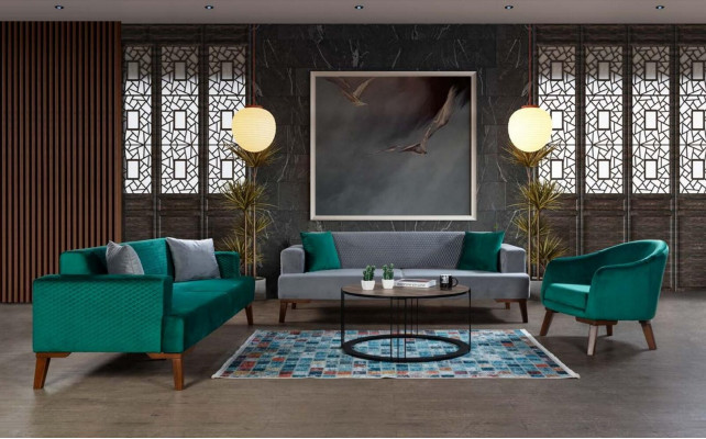 Elegante Turkis Couch Dreisitzer Sofa Wohnzimmer Sitzmöbel Samt