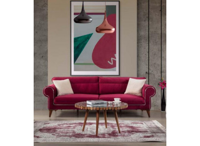 Rotes Sofa 3 Sitz Textil Sofas Couch Polster Luxus Möbel Moderner Dreisitzer