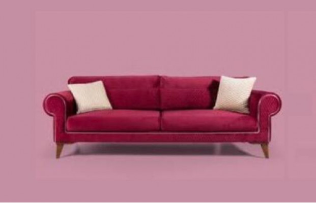 Rotes Sofa 3 Sitz Textil Sofas Couch Polster Luxus Möbel Moderner Dreisitzer