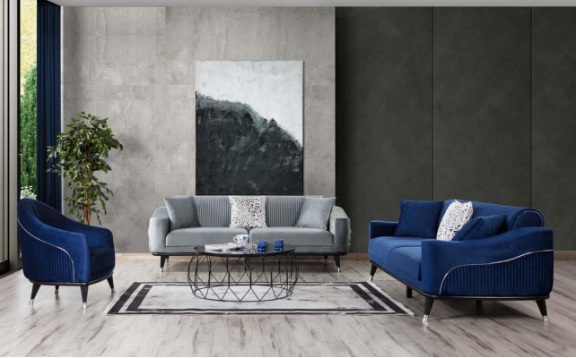 Graue Design Couch Sofa Samt Dreisitzer Luxus Couchen Möble Sofas Stoff Textil