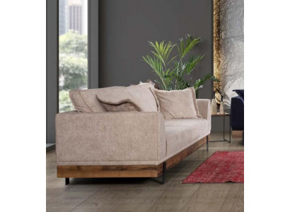 Wohnzimmer Sofa 3 Sitzer Beige Textil Sofas Couch Polster Möbel