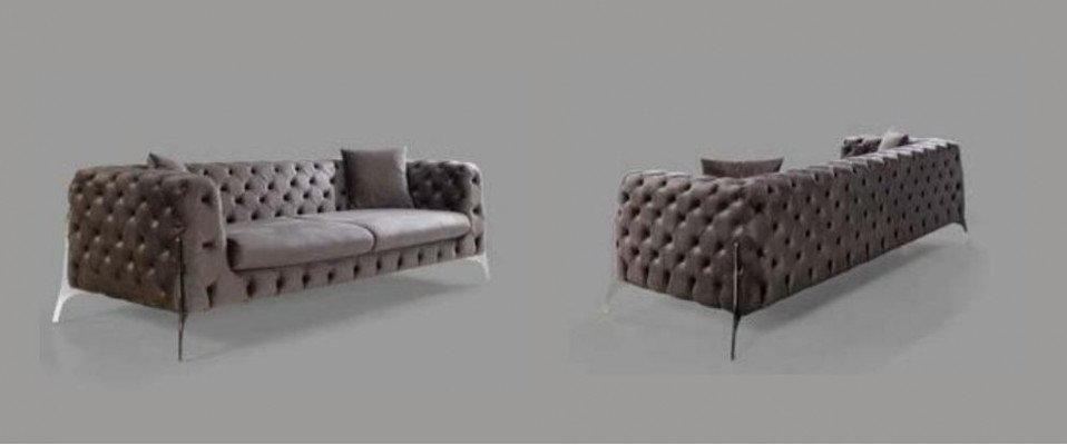 Chesterfield grau Sofa 3Sitzer Wohnzimmer Sofas Textil Polster