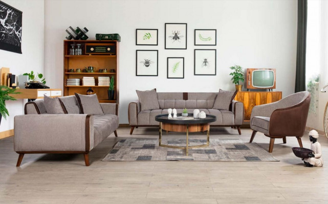 Sofagarnitur 3+3+1 Sitz Sofas Polster Möbel Couchen Textil Gruppe