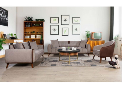 Sofagarnitur 3+3+1 Sitz Sofas Polster Möbel Couchen Textil Gruppe