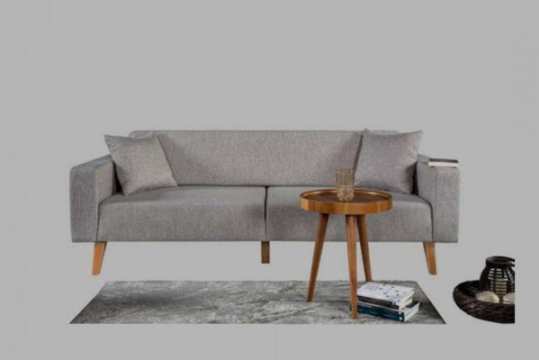 Wohnzimmer Couch Dreisitzer Sofa 3 Sitz Polster Textil Grau Möbel
