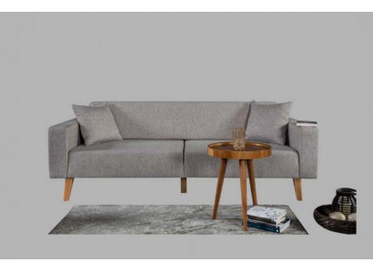 Wohnzimmer Couch Dreisitzer Sofa 3 Sitz Polster Textil Grau Möbel