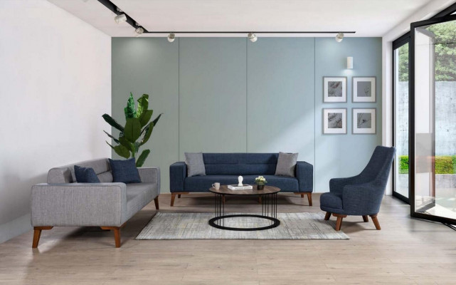 Luxus Polster Textil Lehnstuhl Einsitzer Sessel Polster Möbel blau