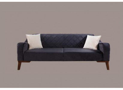 Elegante Schwarz Dreisitzer Couch Sofa Wohnzimmer Sitzmöbel Samt