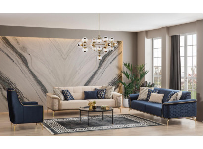 Sofagarnitur Garnitur Sofas Sofa Sessel Dreisitzer 3+3+1 Sitzer Stoff Gruppe Neuu