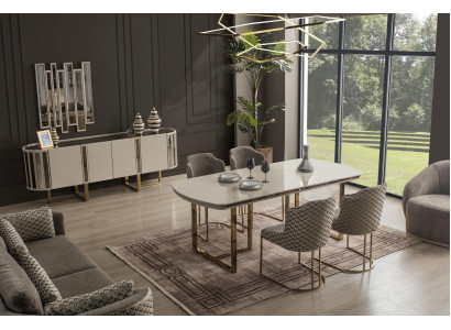 Garnitur Esszimmer Esstisch Stuhl Sideboard Tisch Tische Stühle Modern Set 6tlg