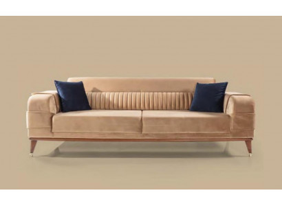 Moderne Sofa 3 Sitzer Farbe Beige Sofas Wohnzimmer Design Stil Holz