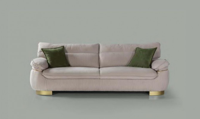 Dreisitzer Sofa 3 Sitz Sofa Couchen Stoff Couch Möbel Modern Samt Weich Beige