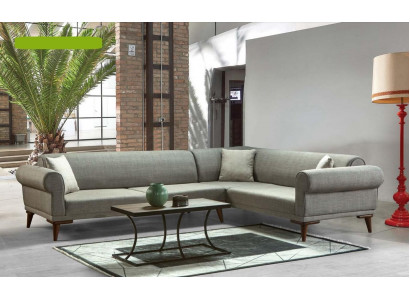 Ecksofa L-Form Couch Polsterung Luxus Wohnzimmer Soft Style Sofa Grau