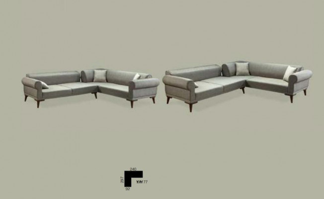 Ecksofa L-Form Couch Polsterung Luxus Wohnzimmer Soft Style Sofa Grau