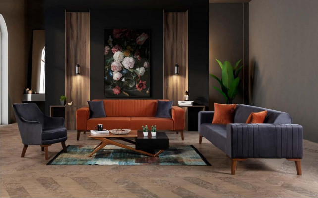Sofagarnitur Sofa Garnitur Sofas 3+3+1 Sitz Stoff 3tlg Couch Set Polster Textil