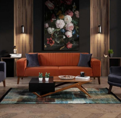 Sofagarnitur Sofa Garnitur Sofas 3+3+1 Sitz Stoff 3tlg Couch Set Polster Textil