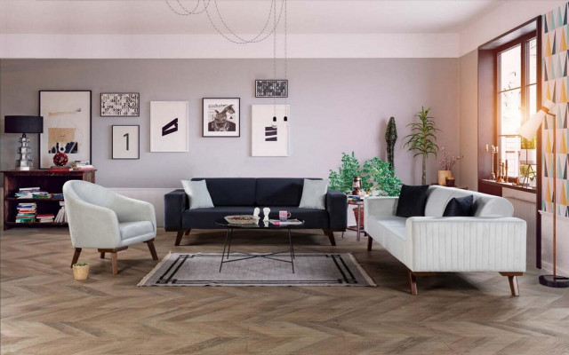 Luxus Sofagarnitur Dreisitzer 3+3+1 Sitz Stoff Sofa Sessel Textil Stil