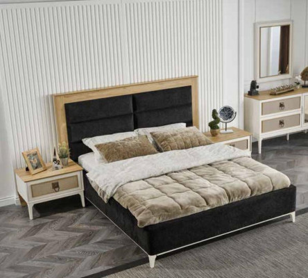 Weißes Schlafzimmer Set Garnitur Bett Nachttisch Kleiderschrank Kommode 5tlg