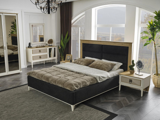 Weißes Schlafzimmer Set Garnitur Bett Nachttisch Kleiderschrank Kommode 5tlg