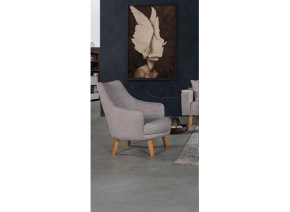 Design Sessel 1 Sitzer Moderner Bequemes Lehnstuhl Holz Grau Möbel