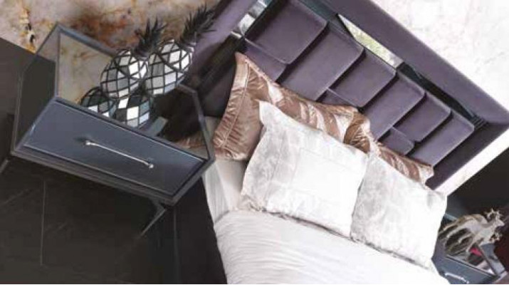 Moderne Schlafzimmer Set Grau Bett 2x Nachttisch Kleiderschrank Kommode 5tlg.