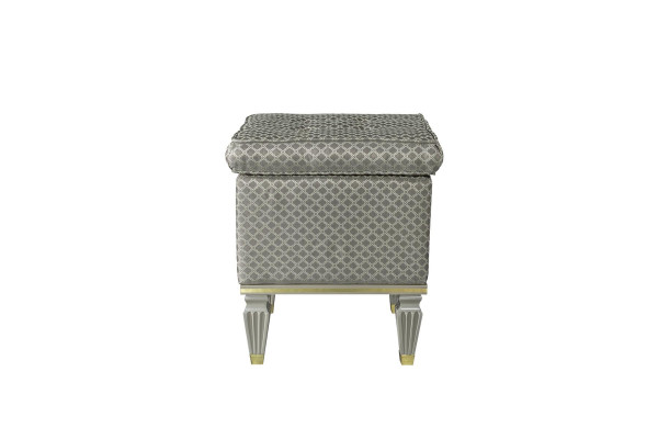 Hocker Grau Polster Bank Fußhocker Schlafzimmer Ottomane Sitzhocker Sitzpouf
