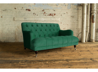 Chesterfield 2 Sitzer Polster Couch Leder Sofa Couchen Modern Stil Grün Textil