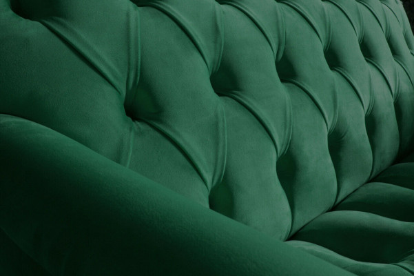 Chesterfield 2 Sitzer Polster Couch Leder Sofa Couchen Modern Stil Grün Textil