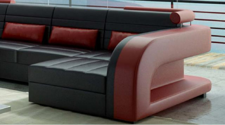 Leder Sofa mit USB Polster Ecksofa Wohnlandschaft Polsterecke Sofa Bergamo Couch