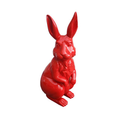 Garten Dekoration roter Hase Statue Figur Deko Statuen Skulptur Figuren 220 cm