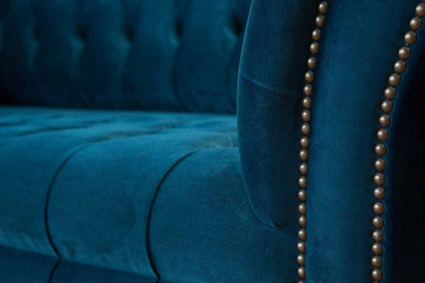 Blaue Chesterfield Sofagarnitur Couch Polster Set Sitzgarnitur 3+1+1
