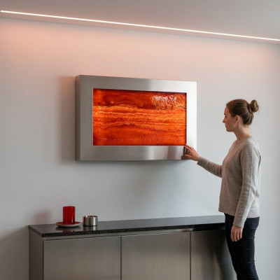LED Wasserwand Designer Wasser Säulen Wasserfall Bild Rahmen 90x60