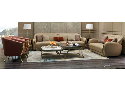 Ledersofa Sofagarnitur 3+2+1+1 Sitzer Set Garnitur Polstersofa Couch Sofa