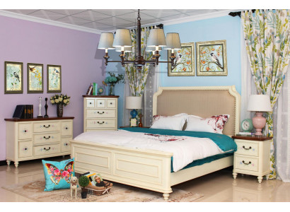 Design Schlafzimmer 5 tlg. Komplette Garnitur Set Bett Nachttisch Kommode Neu
