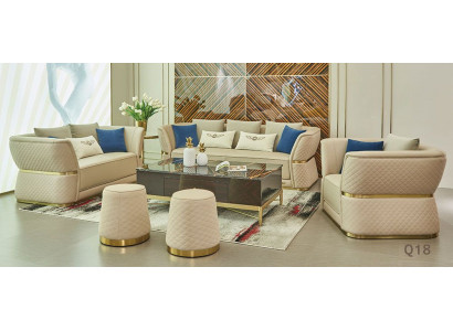 Garnitur Polster 4tlg Designer Sofagarnitur 321 Sitz 2x Hocker Sofa Couch