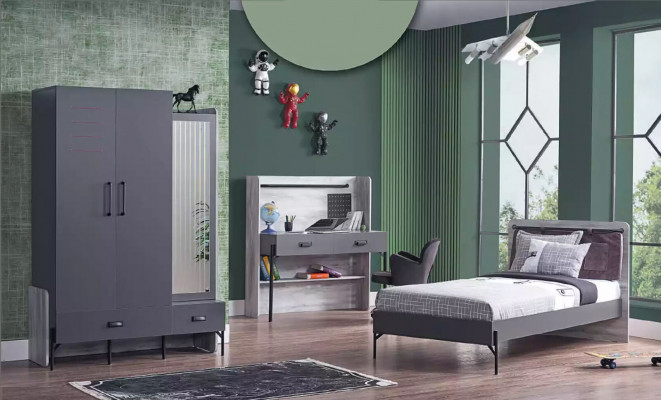 Teenager Betten Einzelbett Grau Bett Möbel Schlafzimmer Einzelbett