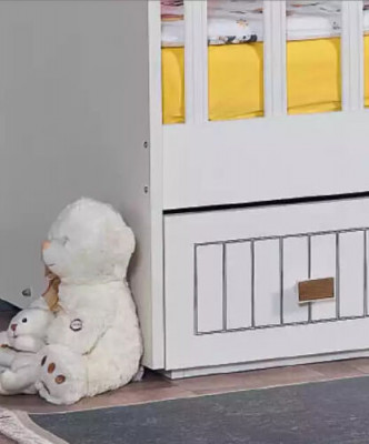 Babybett Kinderbett Bett Set Schublade weiß im Stil fürs Kinderzimmer