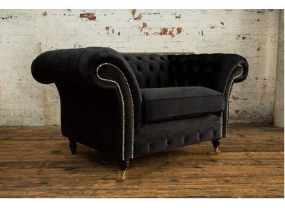 Chesterfield Sessel Fernseh Couch 1 Sitzer Sofa Textil Stoff Couchen Polster #5