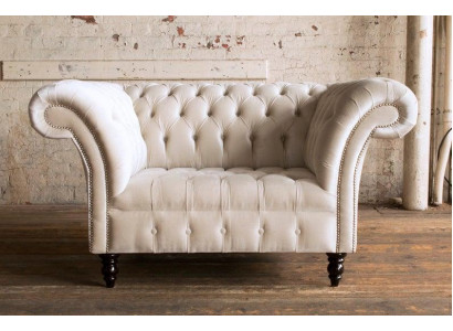 Chesterfield Sessel Fernseh Couch 1 Sitzer Sofa Textil Stoff Couchen Polster #4