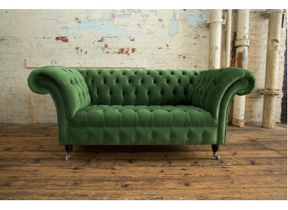 Chesterfield Couch 2 Sitzer Polster Sitz Textil Stoff Leder Couchen Sofas Sofa