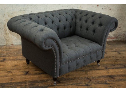 Chesterfield Design Sofa Sessel Couch Polster Luxus Textil Couchen 1 Sitzer #111