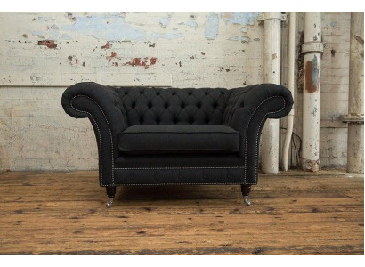 Chesterfield Sessel Fernseh Couch 1 Sitzer Sofa Textil Stoff Couchen Polster 201