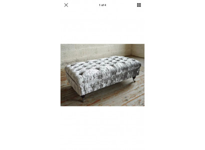 Chesterfield Textil Hocker XXL Big Fußhocker Polster Sofas Bank Luxus Stoff