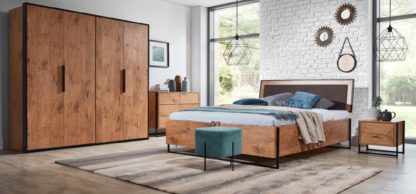 Komplettes Schlafzimmer Set Betten Kleiderschrank Bett Kommode Nachttisch