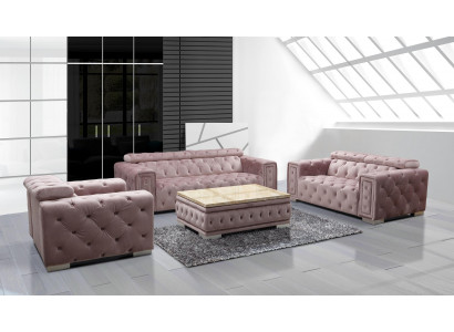 Couch Set Garnitur Polster Design Chesterfield Sofagarnitur 3+3 9914 Samt Set