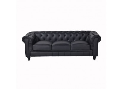 jvmoebel ® Textil Sofa Couch - Schwarz Polster Dreisitzer Couch Garnitur Dreier