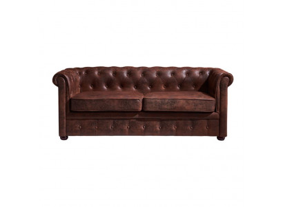 Chesterfield Mens Club Sofa Couch Leder Polster Zweisitzer Braun NEW jvmoebel ®