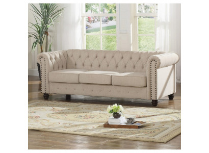 Chesterfield Sofa Couch Polster Stoff Leder Couchen Polster Garnitur 3 Sitzers