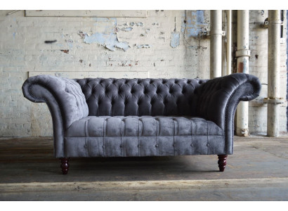 Chesterfield Sofa 2 Sitzer Couch Sofas Couchen Wohnzimmer Design Sofa Grau Neu
